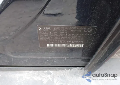 2009 BMW X5 xDrive48I z USA, uszkodzony, nr VIN 5UXFE83509L170550